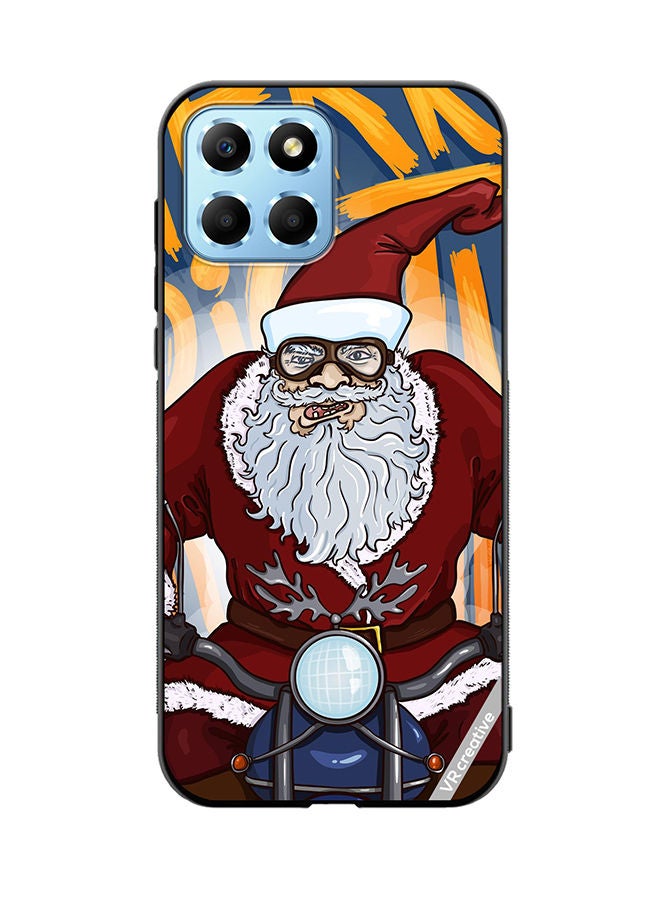 VR CREATIVE Protective Case Cover For Honor X8 5G Cartoon Christmas Postcard Santa Claus On Motorcycle Design Multicolour - Image 1