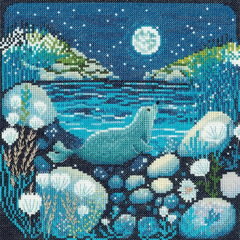 Heritage Crafts Cross Stitch Kit  Moonlit Bay Aida