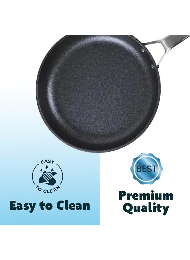 BS B&S Bright Stone High-Tech Induction Frypan | 32cm Nonstick Diamond Coated Frying Pan | Heavy-Gauge Aluminum Skillet with Stainless Steel Handle | Scratch Resistant | Dishwasher & Oven Safe | Black - Image 3