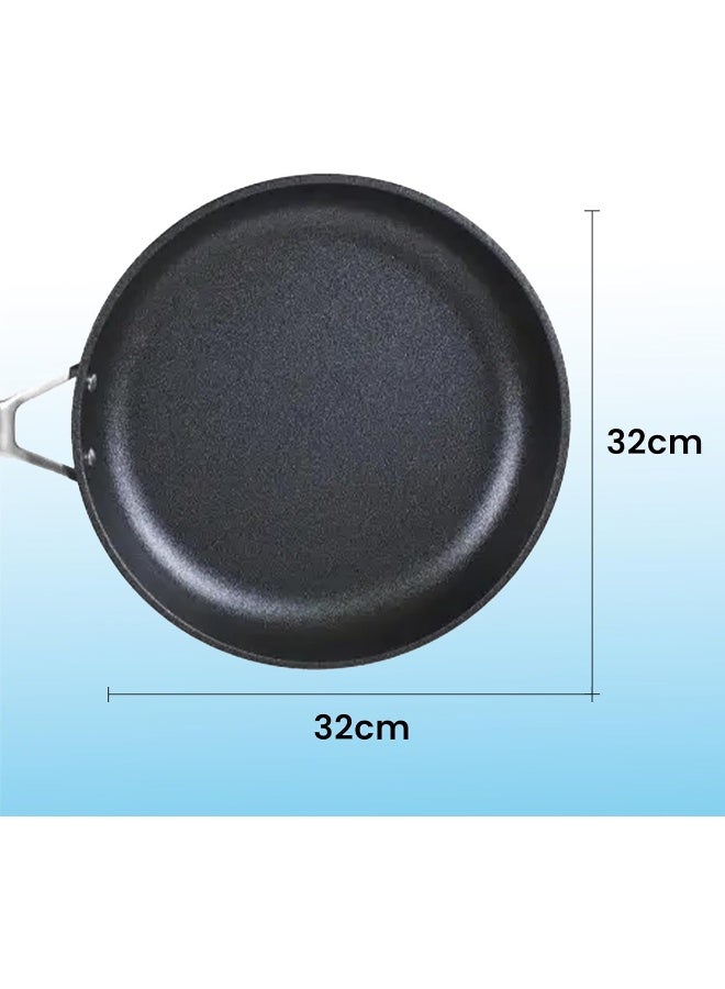 BS B&S Bright Stone High-Tech Induction Frypan | 32cm Nonstick Diamond Coated Frying Pan | Heavy-Gauge Aluminum Skillet with Stainless Steel Handle | Scratch Resistant | Dishwasher & Oven Safe | Black - Image 2