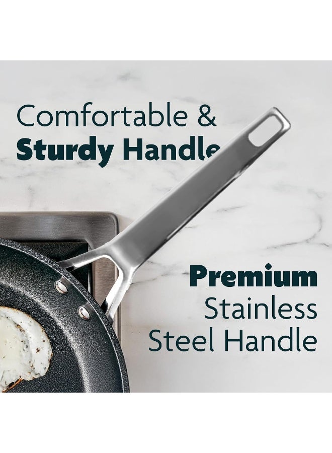 BS B&S Bright Stone High-Tech Induction Frypan | 32cm Nonstick Diamond Coated Frying Pan | Heavy-Gauge Aluminum Skillet with Stainless Steel Handle | Scratch Resistant | Dishwasher & Oven Safe | Black - Image 4