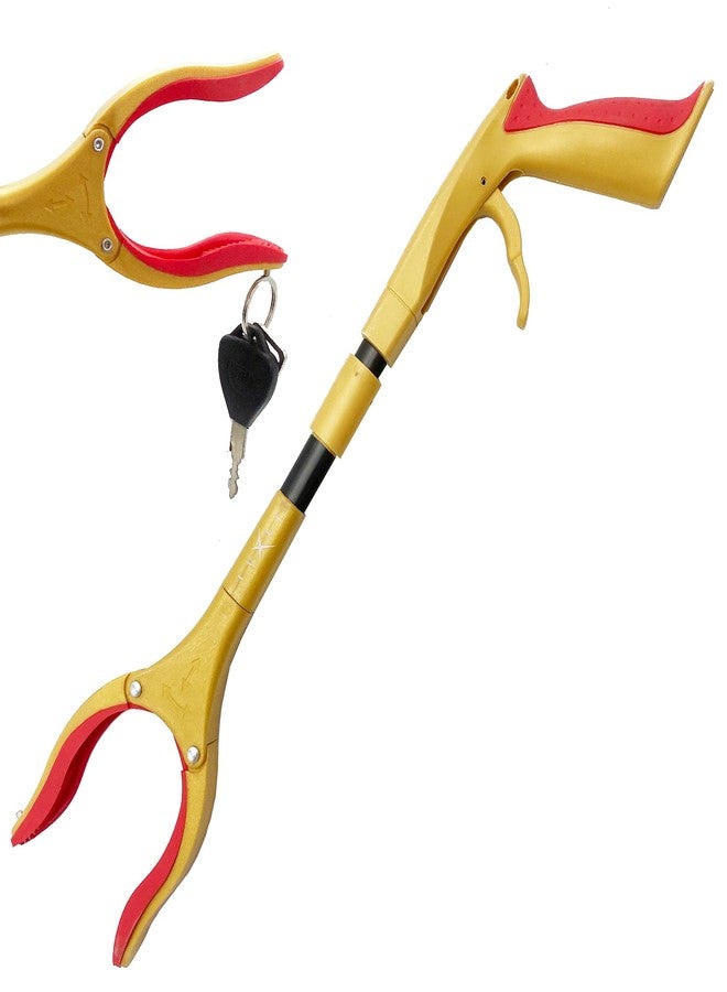 Luxet Grabber Reacher Tool - Latest Version Luxet 19 Inch Gold&Black, Foldable Pick Up Stick - Strong Grip Magnetic Tip - Heavy Duty Trash Picker Claw Reacher Grabber Tool Elderly Wheelchair Mobility Aid - Image 1