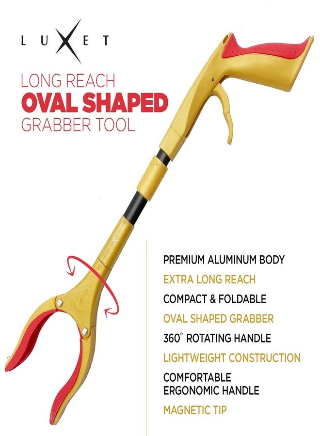 Luxet Grabber Reacher Tool - Latest Version Luxet 19 Inch Gold&Black, Foldable Pick Up Stick - Strong Grip Magnetic Tip - Heavy Duty Trash Picker Claw Reacher Grabber Tool Elderly Wheelchair Mobility Aid - Image 3