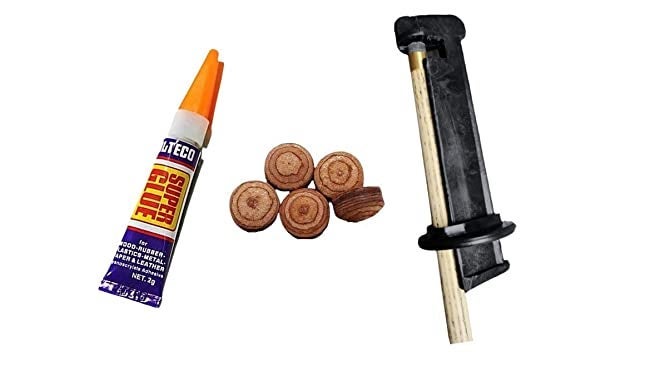 JBB Snooker and Pool 10mm Leather cue tip 5 Pieces + 1 Piece Glue + 1 Piece tip Repair - Image 1