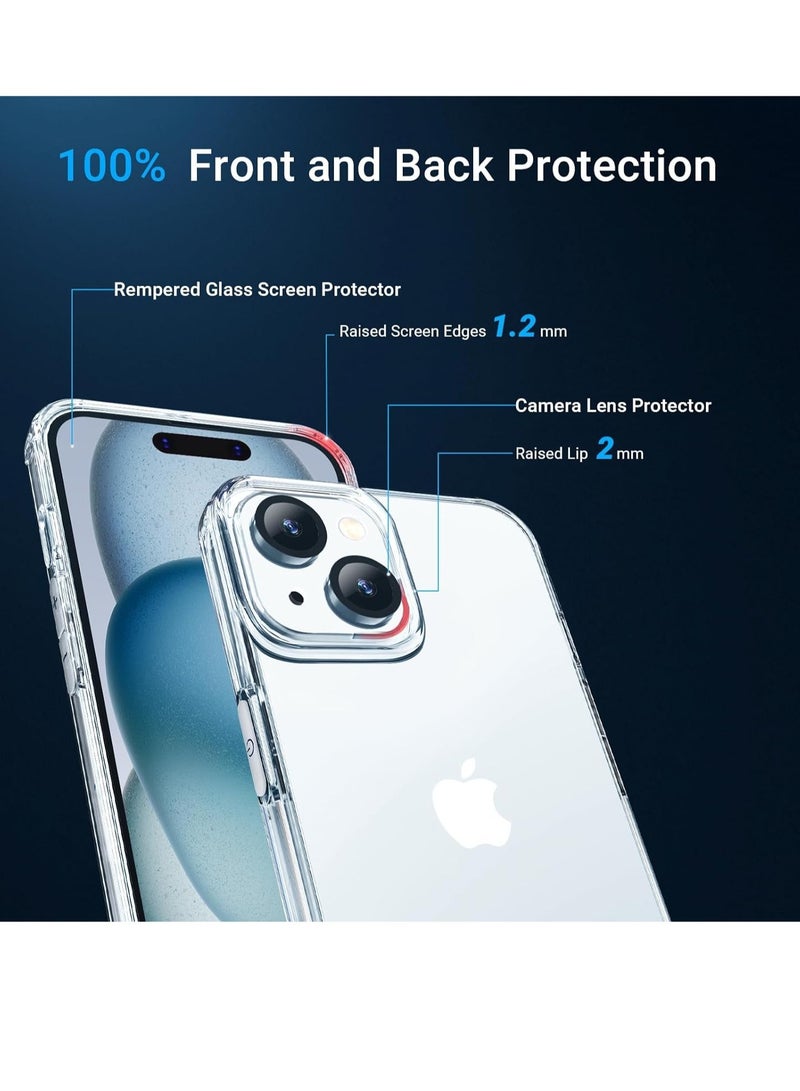 ELTRAZONE [5 in 1] Designed for iPhone 15 Clear Case with Screen Protector[2 Pack] +Camera Lens Protector[2 Pack], Military Grade Drop Protection Transparent Cover 6.1 Inch - Image 3