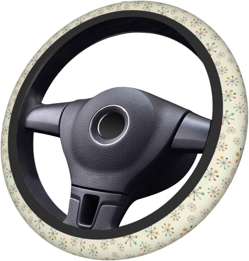 Car Steering Wheel Cover for Women Men, Non-Slip Breathable Steering Wheel, Mid Century Fifties Modern Atomic Retro Steering Wheel Protector, Car Accessories - Image 3