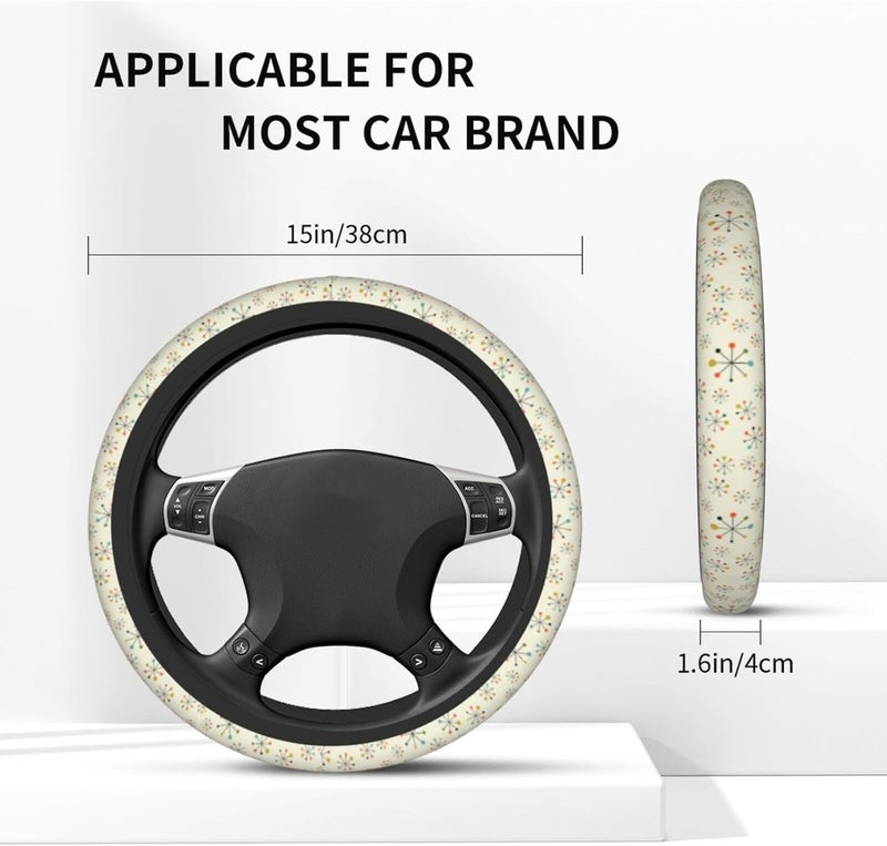 Car Steering Wheel Cover for Women Men, Non-Slip Breathable Steering Wheel, Mid Century Fifties Modern Atomic Retro Steering Wheel Protector, Car Accessories - Image 4