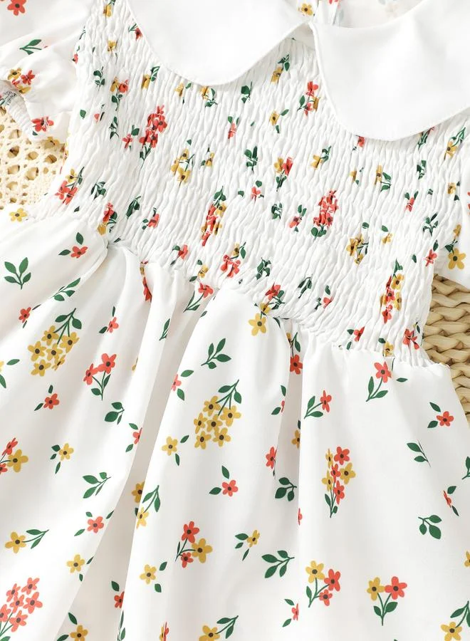 Take Two  Girls Floral Print Puff Sleeve Smocked Dress for Women | Best Price UAE