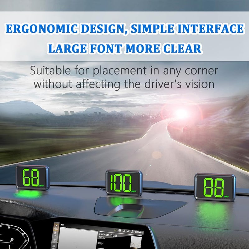Salior Heads Up Display for Cars Windshield with MPH Speed,HUD Display Digital Speedometer for Car Used USB Plug,Universal GPS Speedometer for Car Accessories Fit for Cars SUVs Trucks ï¼ˆMP/Hï¼‰ - Image 4