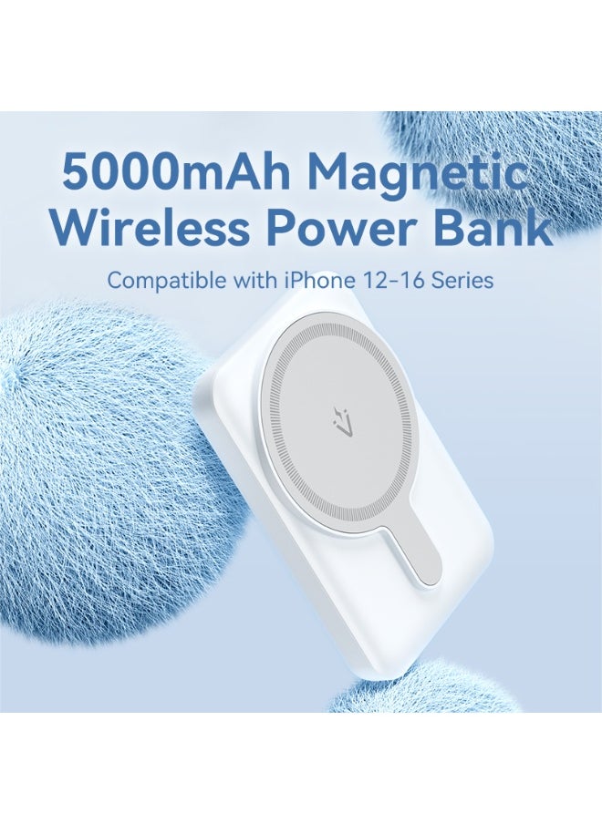فينشن بنك طاقة لاسلكي مغناطيسي VENTION بسعة 5000 مللي أمبير في الساعة (USB-C + USB-C + لاسلكي) مؤشر ضوء أبيض 20 وات نوع الطراز # FHSW0  - Image 2