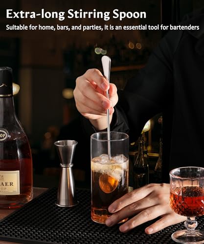 Lovingly Yours 9.5-Inch Long Spoon for Stirring, Ice Cream, Coffee, Cocktail, Stainless Steel Long Handle Iced Tea Spoons Set of 4 - Image 4