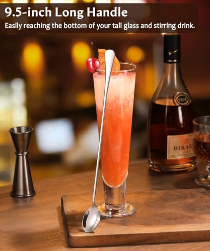 Lovingly Yours 9.5-Inch Long Spoon for Stirring, Ice Cream, Coffee, Cocktail, Stainless Steel Long Handle Iced Tea Spoons Set of 4 - Image 2