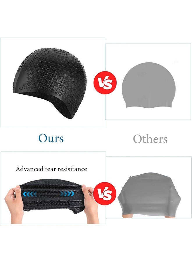 MXN 2 Pcs Silicone Swim Cap, 3D Unisex Adult Swim Hats Non-Slip Swimming Caps for Long Hair Waterproof Bathing Caps, to Keep Hair Dry Keep Hair - Image 5