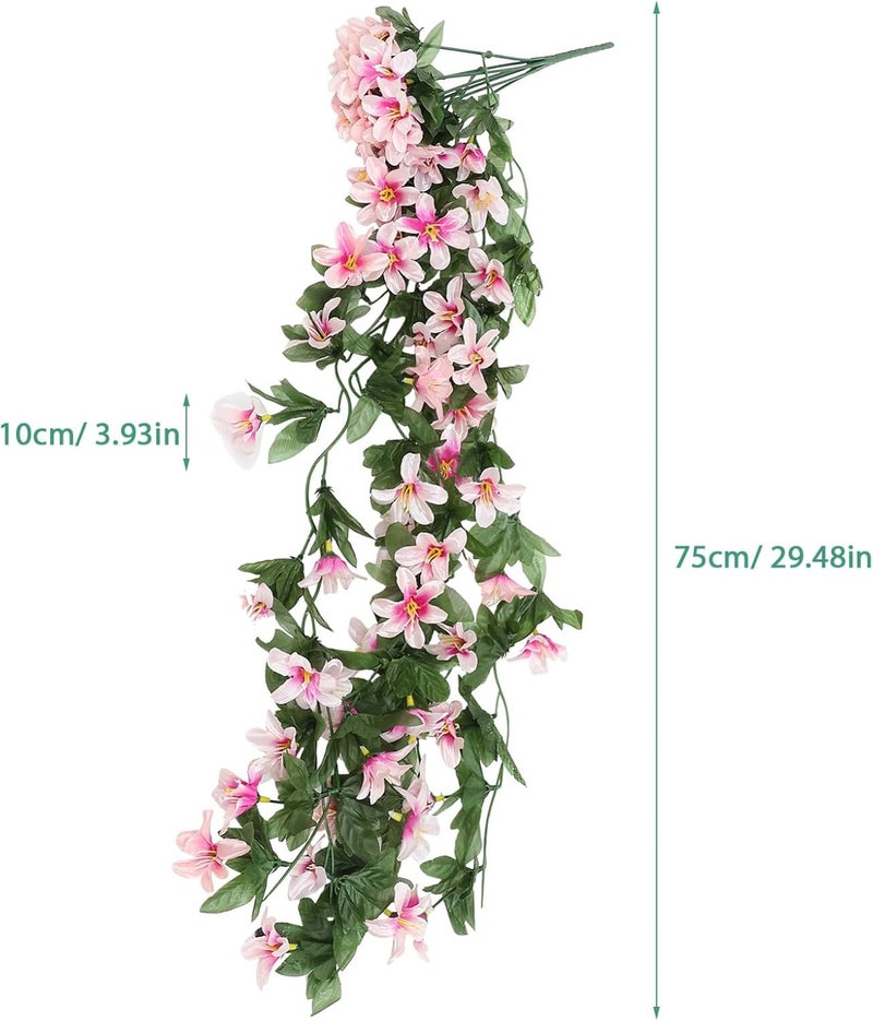 زهرة الزنبق الاصطناعية الواقعية المعلقة المزيفة لديكور حفلات الزفاف، تعليق الحائط بأغصان الزنبق المثالي لديكور المنزل والمكتب - Image 2