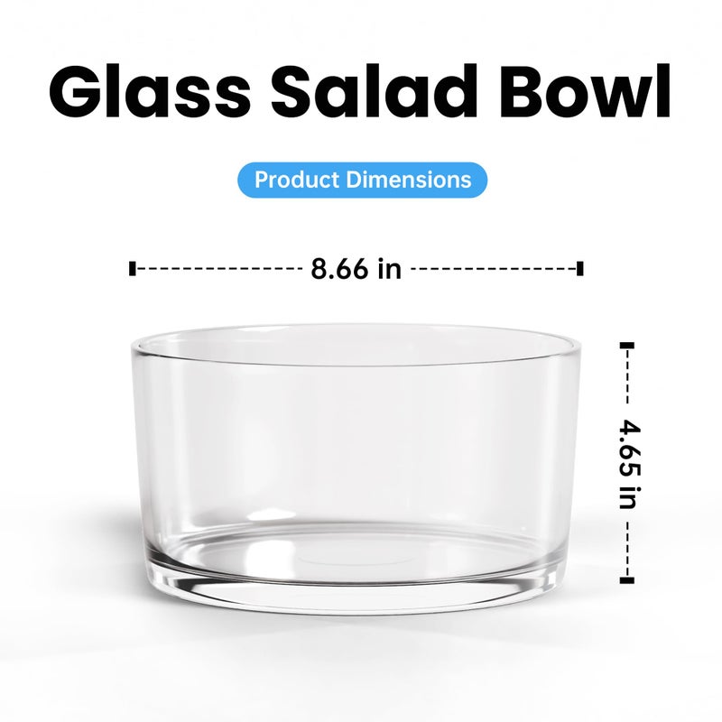 KITEISCAT Glass Salad Bowl - Versatile 118oz Trifle and Fruit Bowl - Elegant & Long-Lasting for Serving Salads, Dessert - Image 2