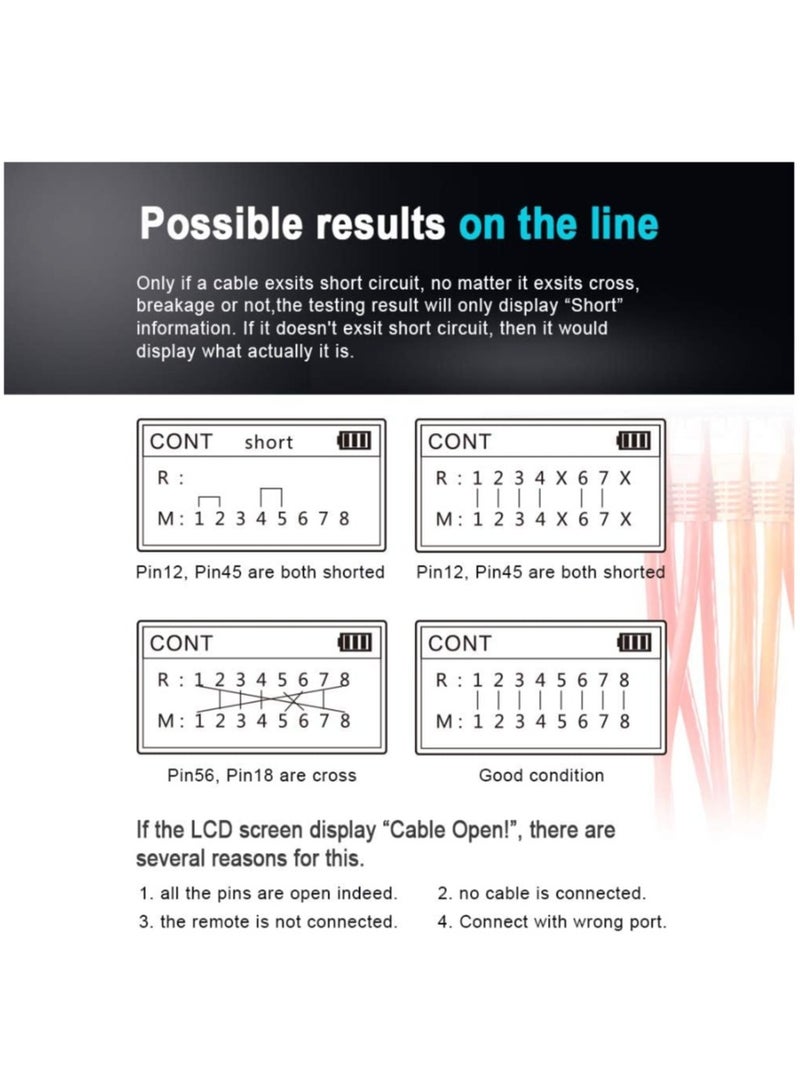 Ainawo Multi-functional LCD Network Cable Tester Wire PoE Checker Inline PoE Voltage And Current Tester With Cable Tester With Illuminate Function - Image 4