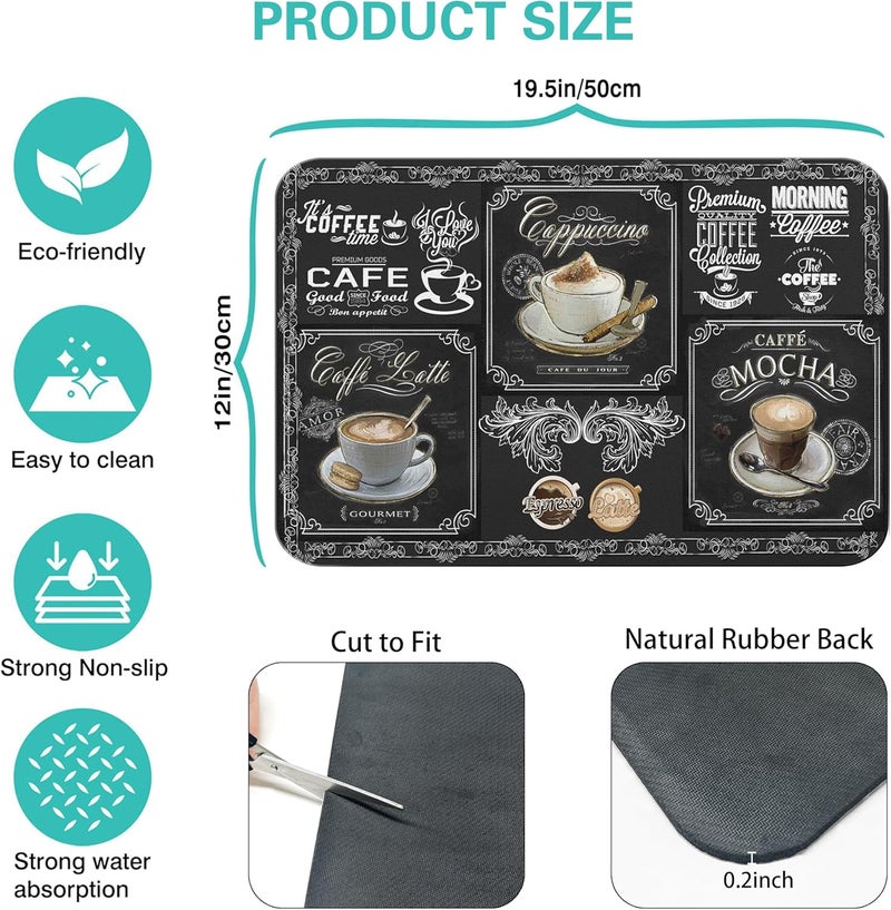 Coffee Bar Mat - Super Absorbent Anti-Slip Silicone Dish Drying Mat for Kitchen Counter - 19in x 12in - Image 5