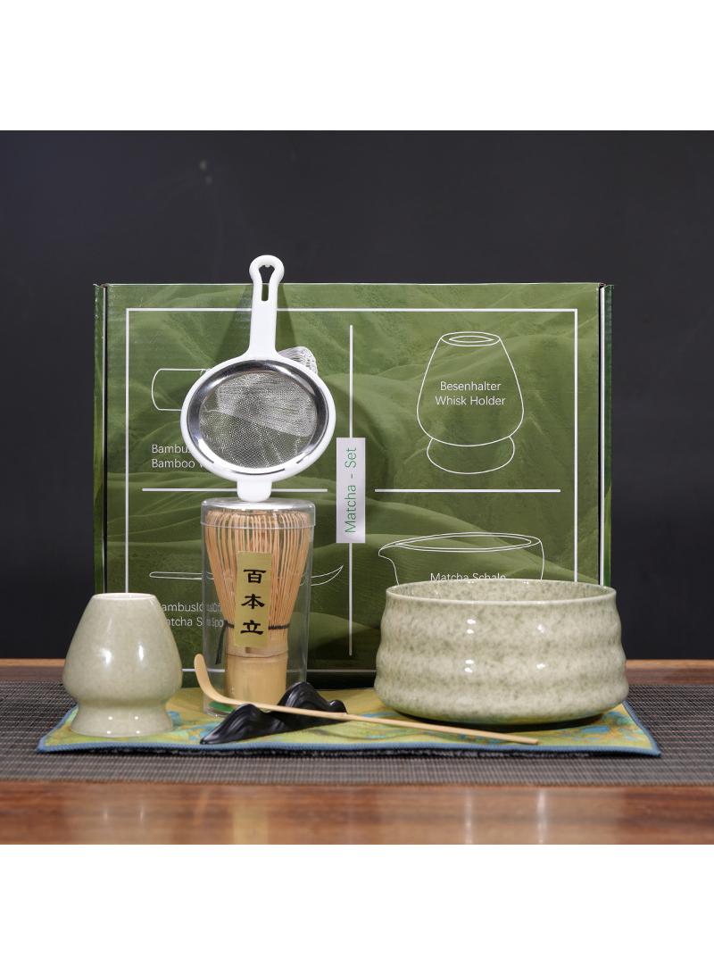 Bluejw Matcha Tea Set Japanese Matcha Tool, Handmade Matcha Ceremony Accessory 7PCS Traditional Matcha Whisk Holder Tea Making Kit Matcha Bowl Tea Scoop Bamboo Whisk Matcha Whisk Kit for Home Gift - Image 1