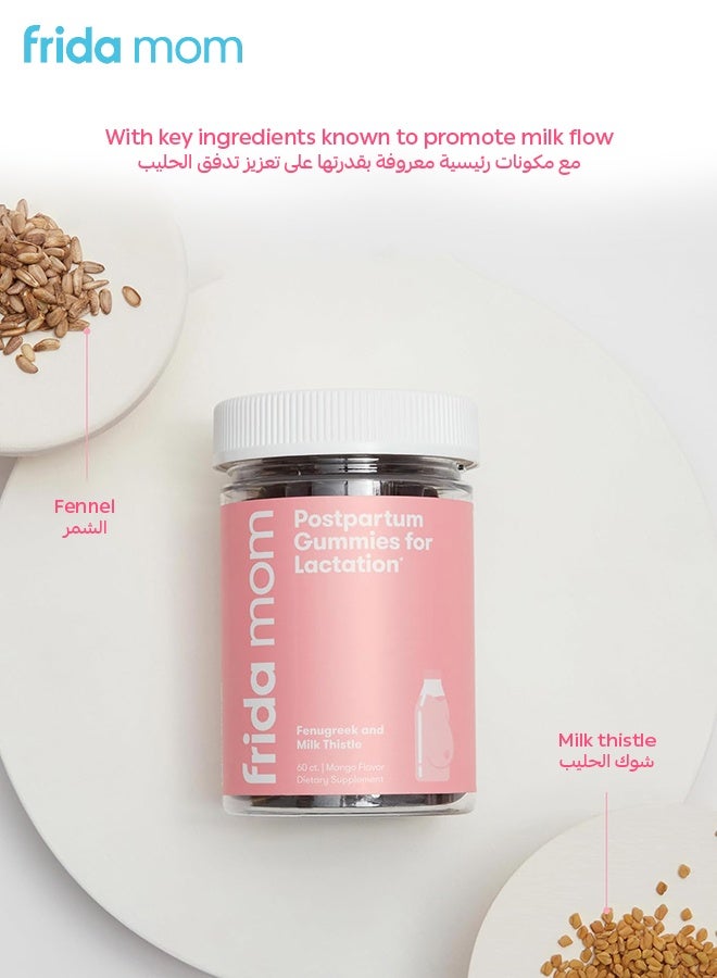 Frida Mom Postpartum Gummies for Lactation | Supports Milk Supply & Breastfeeding | Vegan | 60 Count | Mango Flavor | Fenugreek + Milk Thistle | 9x5x5 CM | Gluten-Free | Non-GMO - Image 5