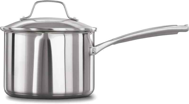Calphalon Classic Stainless Steel Sauce Pan, 3.5-Quart, Impact-Bonded Aluminum Base, Stay-Cool Handles - Image 1