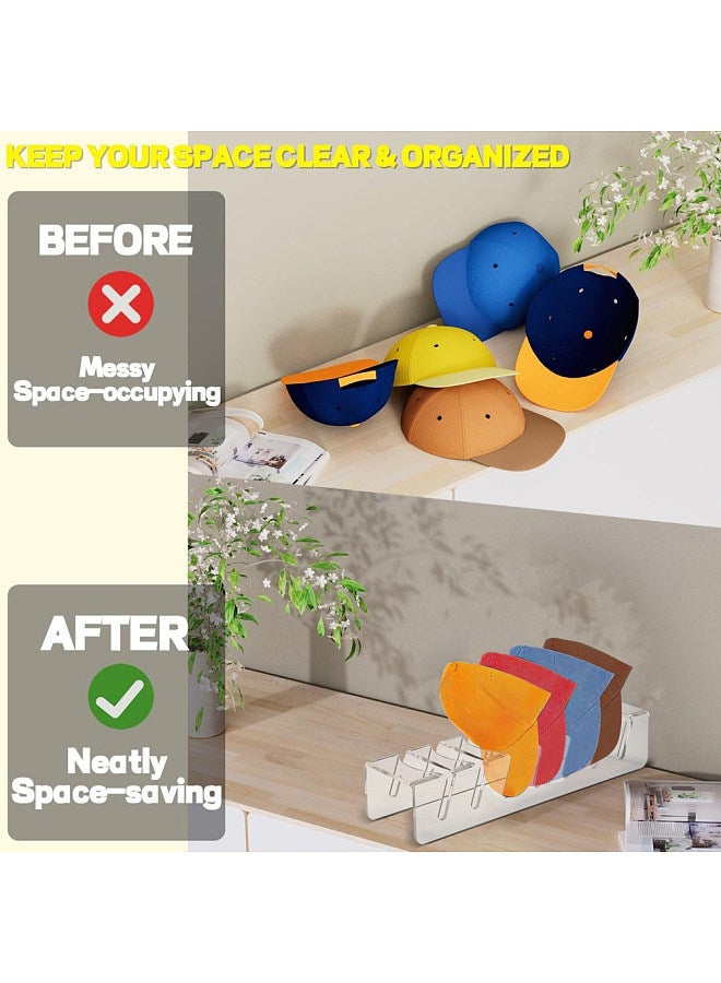 2Pcs Hat organizer for Baseball Caps, 14 Ball Cap Storage Organizer Rack, No Install Acrylic Baseball Cap Storage, Renter Friendly Cap Holder Display Stand for Closet, Bedroom  - Image 4