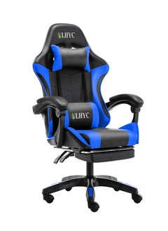 ULHYC Esports Gaming Chair, Adjustable Computer Chair, Computer Office, Pu Leather, High Backrest, Lumbar Support, Comfortable Armrests, Headrest With Footrest,Dark Blue 24.8X24.8X44 Inch  - Image 1
