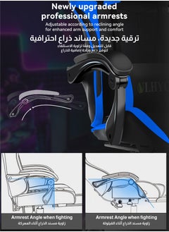 ULHYC Esports Gaming Chair, Adjustable Computer Chair, Computer Office, Pu Leather, High Backrest, Lumbar Support, Comfortable Armrests, Headrest With Footrest,Dark Blue 24.8X24.8X44 Inch  - Image 3