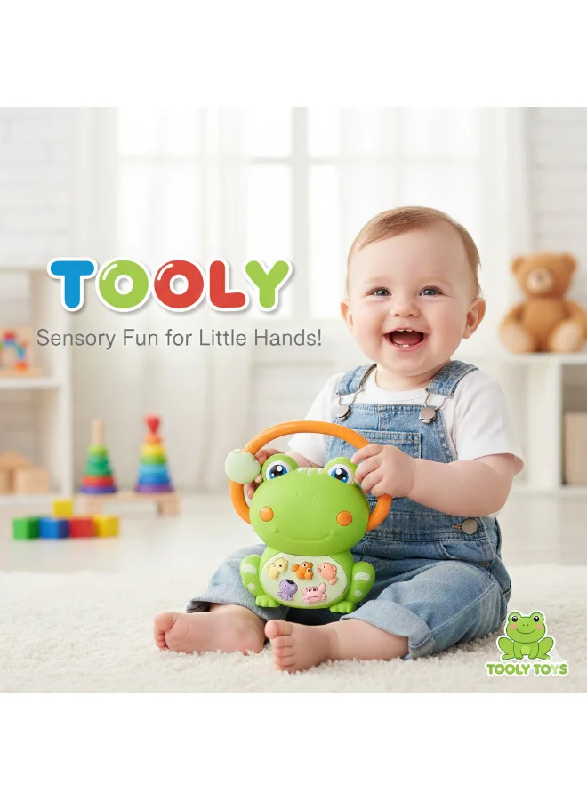 تولي لعبة ضفدع موسيقية للأطفال الرضع – لعبة تعليمية تفاعلية مع مقبض حمل وأصوات ممتعة