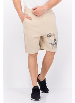 Men Drawstring Brand Logo Basic Short, Beige