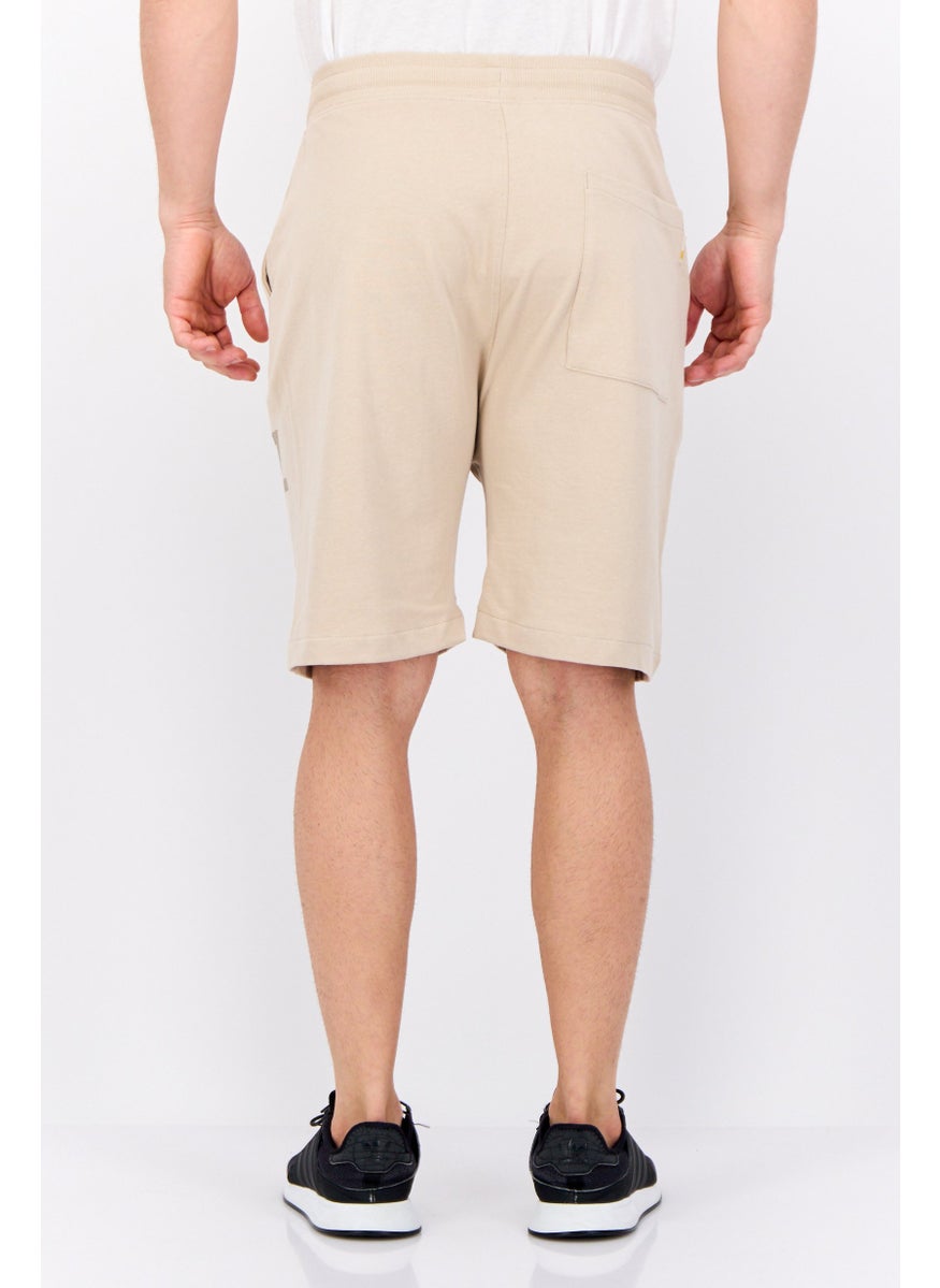 Gazzarrini - Men Drawstring Brand Logo Basic Short, Beige - Image 1
