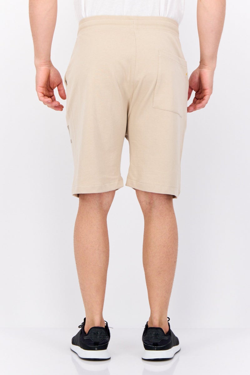 Gazzarrini Men Drawstring Brand Logo Basic Shorts, Beige - Image 3