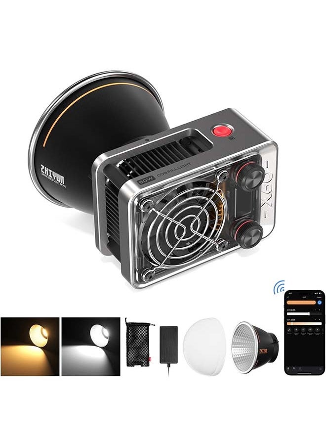 Zhiyun ZHIYUN Molus X60 [Official] 60W Bi-Color Video Light, Portable COB Camera Continuous Light, APP Control•CRI≥95•TLCI≥97•9 Scenes for Video Recording/Portrait/TVC（Standard）  - Image 1