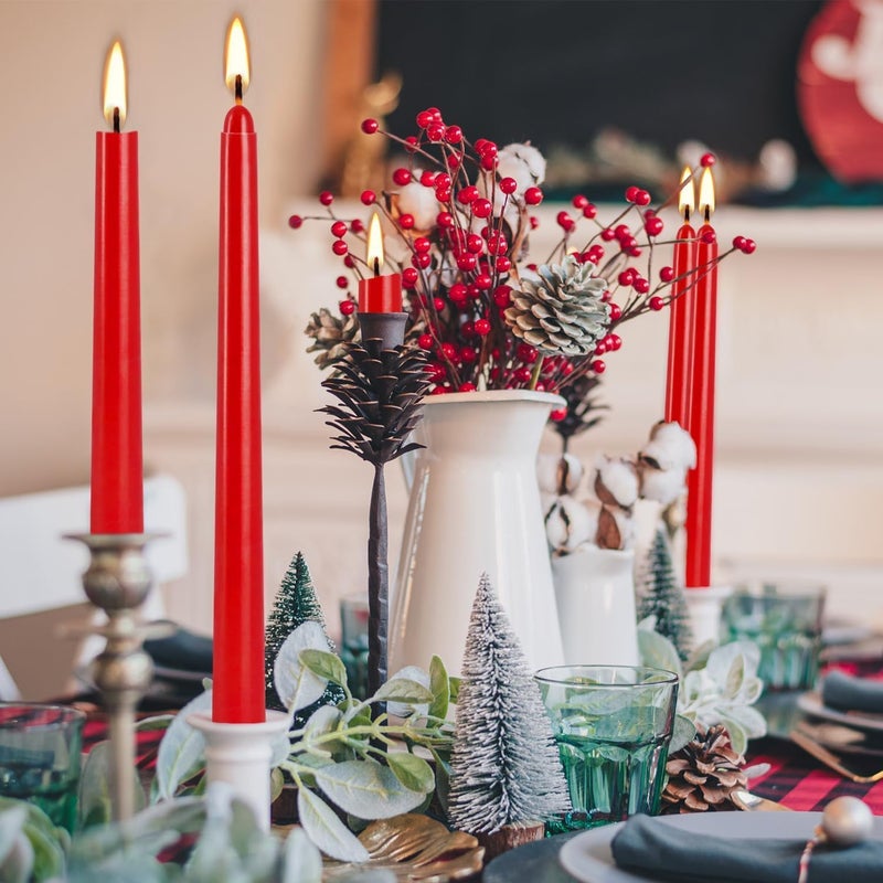 Howemon 14 Pack Red Taper Candles - Taper Candles 12 Inch Dripless, Smokeless & Unscented - 10 Hours Long Burning - Hand Poured Tall Candlesticks - Ideal for Weddings, Dinner Parties, and Home Decor - Image 5
