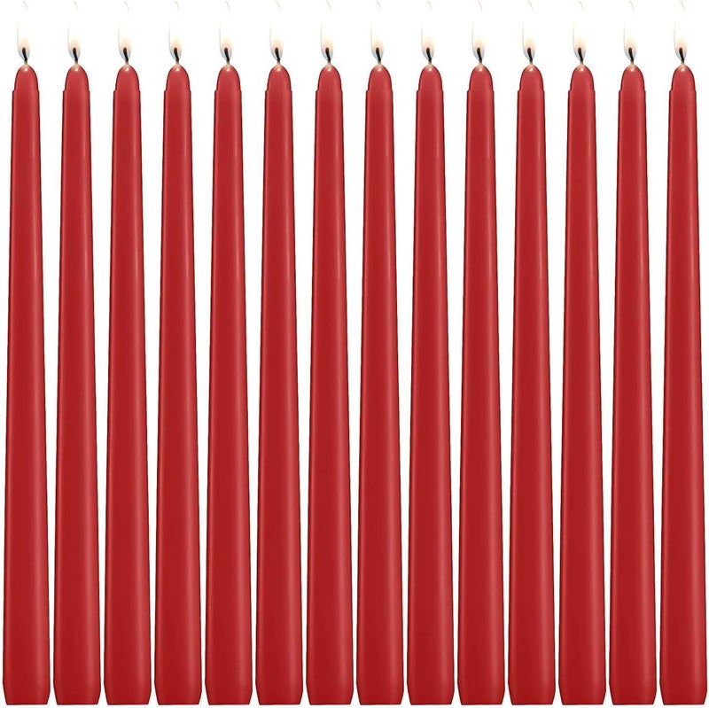 Howemon 14 Pack Red Taper Candles - Taper Candles 12 Inch Dripless, Smokeless & Unscented - 10 Hours Long Burning - Hand Poured Tall Candlesticks - Ideal for Weddings, Dinner Parties, and Home Decor - Image 1