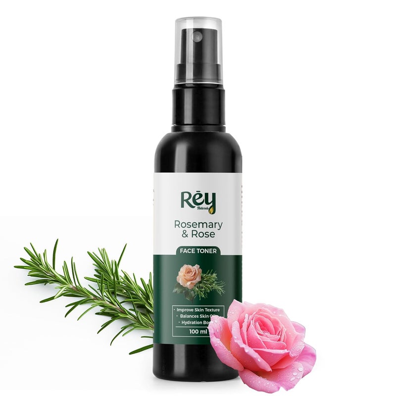 Rey Naturals Rey Naturals Aqua Range  Rosemary Water  Rose Water Gulab Jal Face Toner For Pore Tightening 100ml  Rose Mary Water  Rose Water Toner For Face  Oil Free Face Toner For All Skin Types - Image 1
