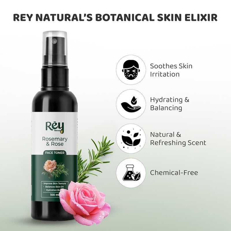 Rey Naturals Rey Naturals Aqua Range  Rosemary Water  Rose Water Gulab Jal Face Toner For Pore Tightening 100ml  Rose Mary Water  Rose Water Toner For Face  Oil Free Face Toner For All Skin Types - Image 3