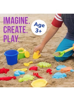 Click N' Play Click N' Play Beach Toys for Kids 3-10 - 18pc Sand Toys Including Sand Buckets for Kids with Sifter, Watering Can, Rake, 4 Hand Tools, 10 Sand Molds & Mesh Beach Toy Bag - Sandbox Toys for Toddlers  - Image 3
