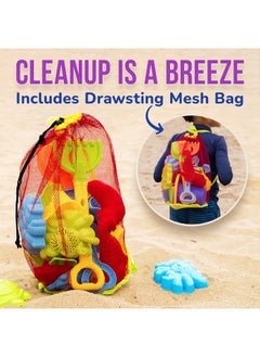 Click N' Play Click N' Play Beach Toys for Kids 3-10 - 18pc Sand Toys Including Sand Buckets for Kids with Sifter, Watering Can, Rake, 4 Hand Tools, 10 Sand Molds & Mesh Beach Toy Bag - Sandbox Toys for Toddlers  - Image 5