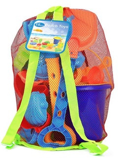 Click N' Play Click N' Play Beach Toys for Kids 3-10 - 18pc Sand Toys Including Sand Buckets for Kids with Sifter, Watering Can, Rake, 4 Hand Tools, 10 Sand Molds & Mesh Beach Toy Bag - Sandbox Toys for Toddlers  - Image 1