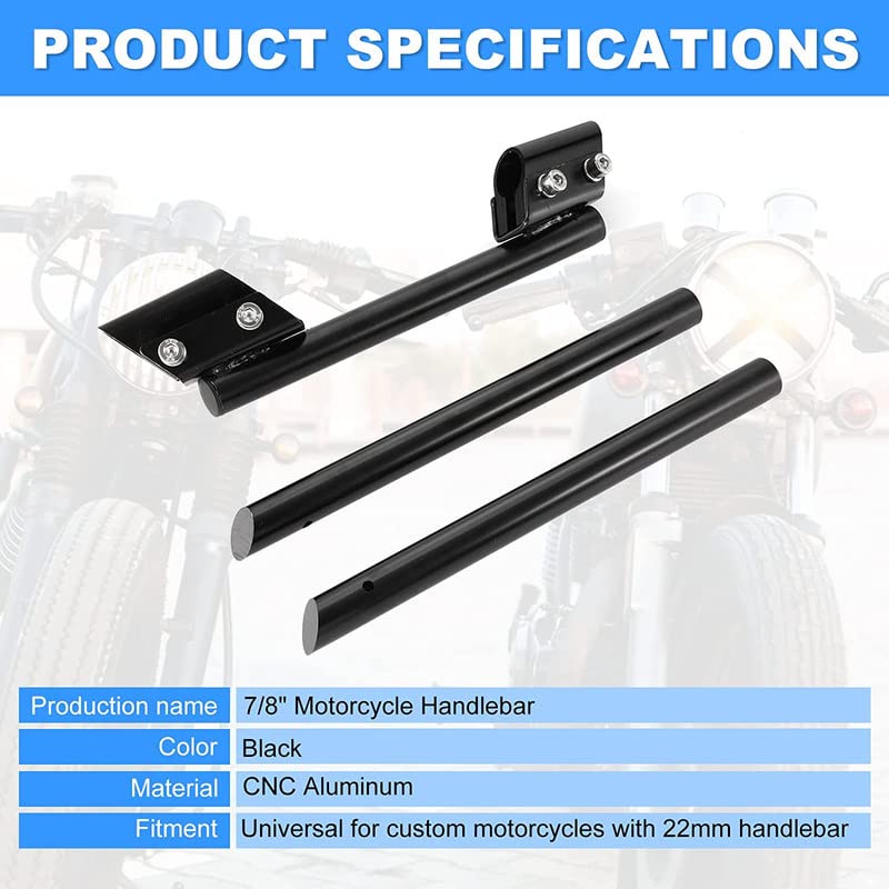 Lovmoto Universal Motorcycle Handlebars 7/8" 22mm, Adjustable Handle Bar Steering Handle Bar Motorcycle Sport Bike (Black) Comfortable with Splen-dor Pl-us - Image 2