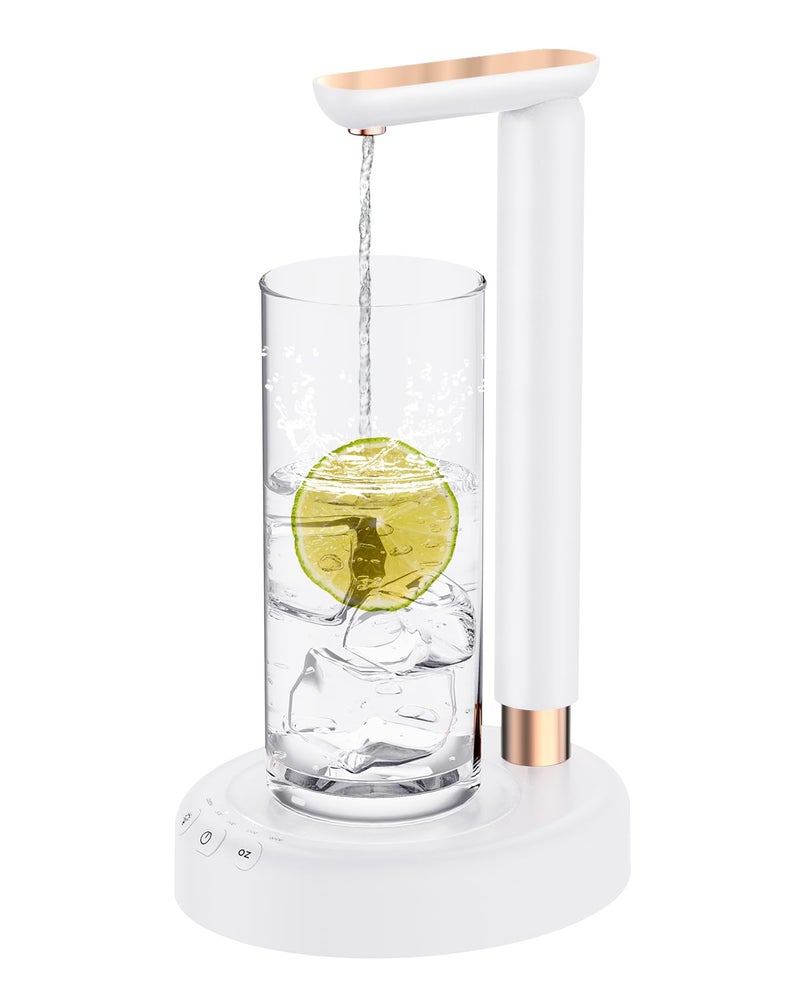 Desktop Water Bottle Dispenser Nerveol 5 Gallon Water Dispenser Portable Electric Water Bottle Pump for Universal 15 Gallon Bottles TypeC Charging Water Jug Pump for Home Office Outdoor White