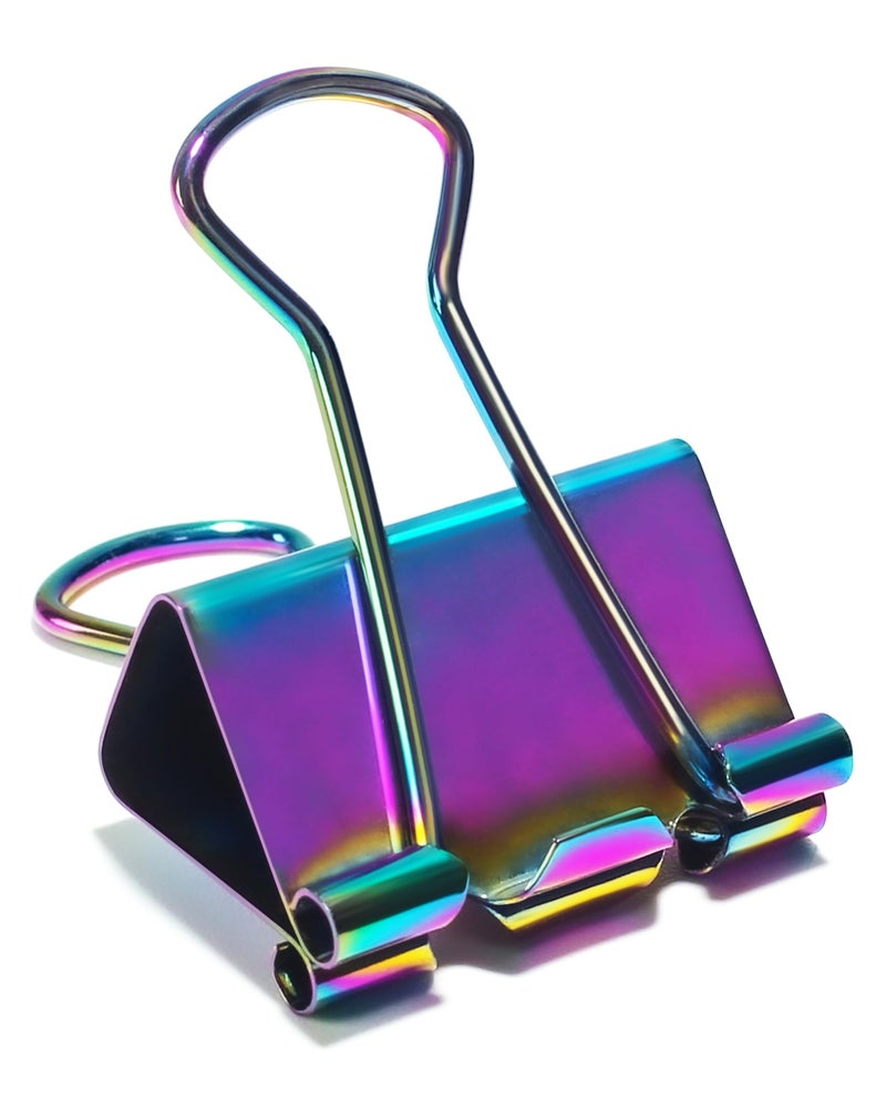 QUJUFIND 10 Pcs Rainbow Paper Clamps,Medium Binder Clips, 1 Inch Length for Office Use, Organize Files and Folders - Image 1