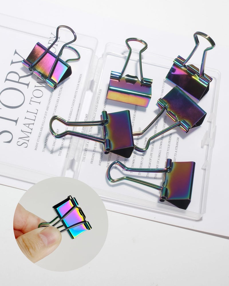 QUJUFIND 10 Pcs Rainbow Paper Clamps,Medium Binder Clips, 1 Inch Length for Office Use, Organize Files and Folders - Image 4