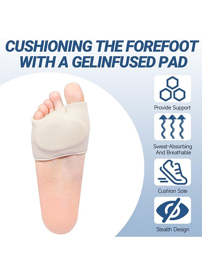 2 Pairs Metatarsal Pads with Gel Pad for Women and Men，Foot Pads Provides Relief for Morton's Neuroma Insert，Metatarsalgia, Morton's Neuroma (Beige, L) - Image 2