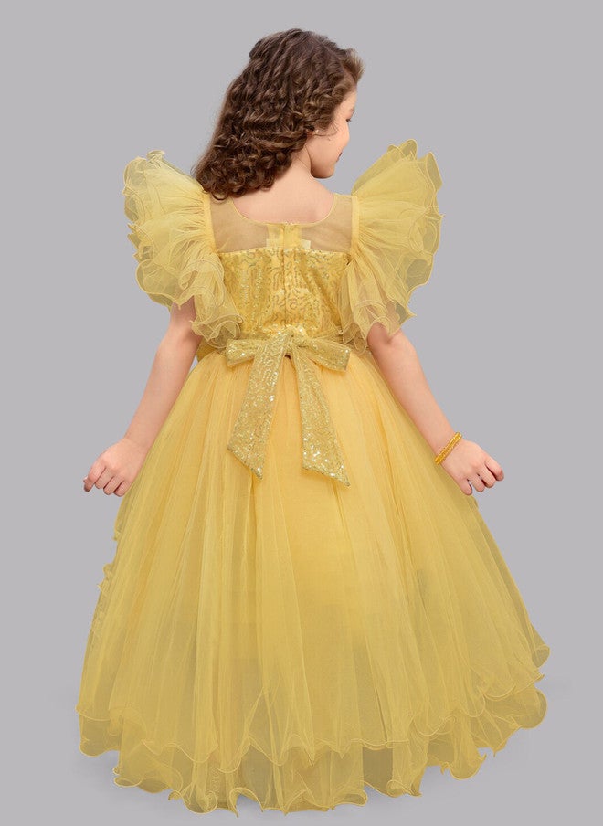 PinkChick Yellow Fit & Flare Dress for Girls - Image 5