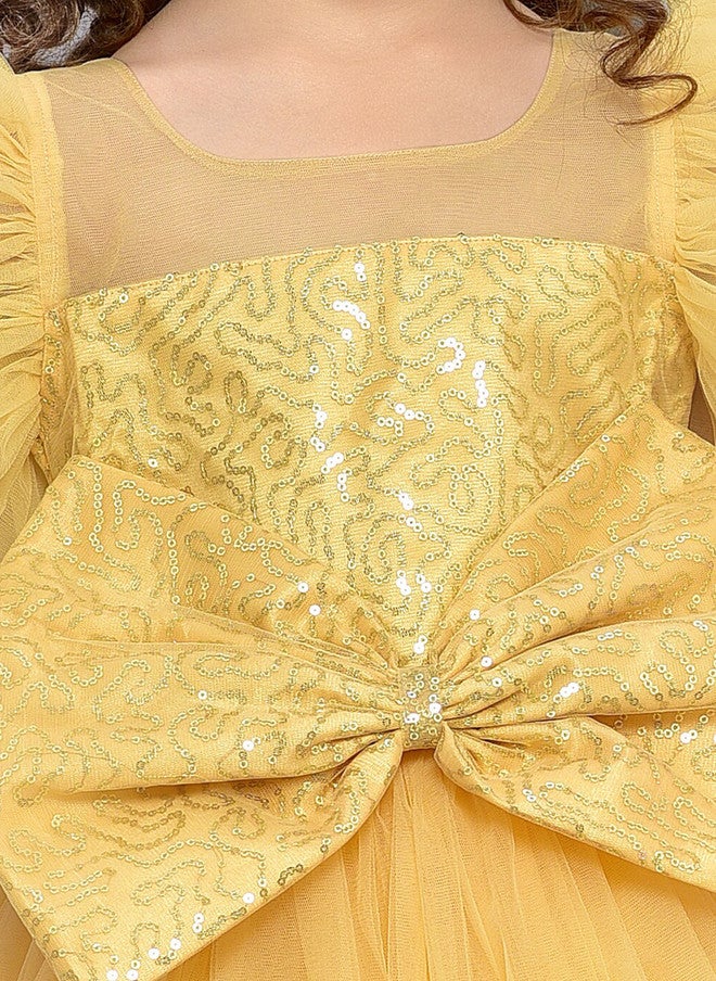 PinkChick Yellow Fit & Flare Dress for Girls - Image 2