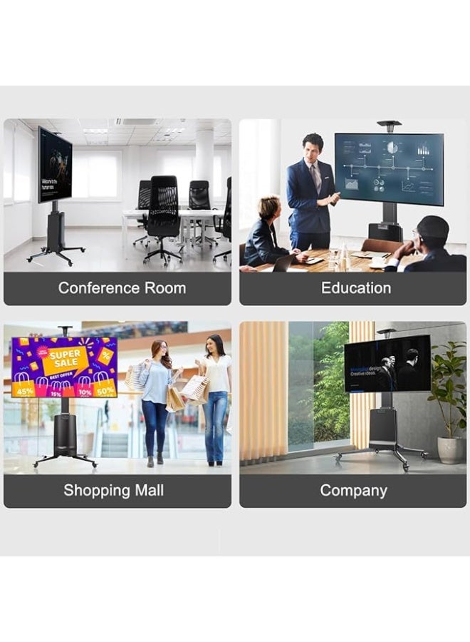 NB ERGONOMIC Motorized TV Floor Stand for 55-85 Inch LCD or LED Flat Panel TVs up to 150 lbs, Electric Height Adjustment 1200mm to 1700mm, VESA Compatible 200x200mm to 600x400mm, Mobile with Heavy-Duty Casters, Black - TW85B - Image 2