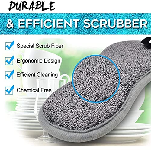 HEXONIQ® Scrub Foam, Dual Action Sponge Scratch Proof Scrubber with Special Microfiber Scrub with Heavy Duty Scouring for All Utensils Type Dish Washing, Heavy and Oily Stains Cleaning, Pack of 2 - Image 2