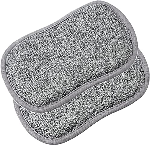 HEXONIQ® Scrub Foam, Dual Action Sponge Scratch Proof Scrubber with Special Microfiber Scrub with Heavy Duty Scouring for All Utensils Type Dish Washing, Heavy and Oily Stains Cleaning, Pack of 2 - Image 1