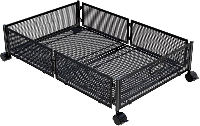 Rollable Underbed Storage Bins, Heavy Duty Black Mesh, Design For Clothing, Shoes, Bedding, Easy Access - Image 1